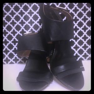 Strappy Black Faux leather heels